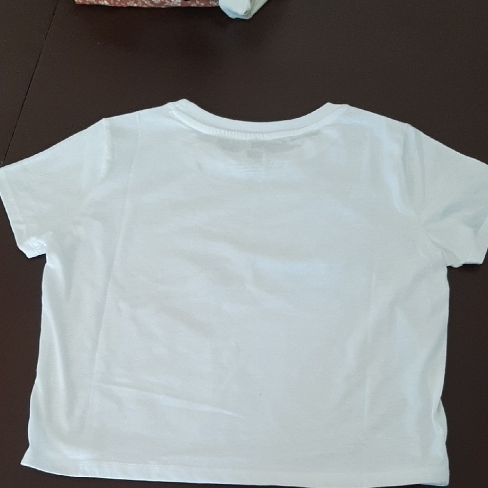 Fashion Nova Love Again Skeleton Hand Rose Graphic Tee White Short Sleeve Crop - Picture 3 of 5